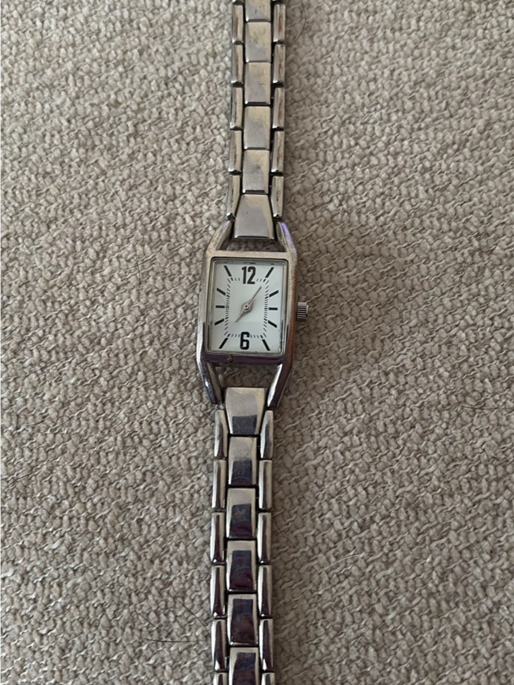 Women's Silver-Tone Rectangular Bracelet Watch